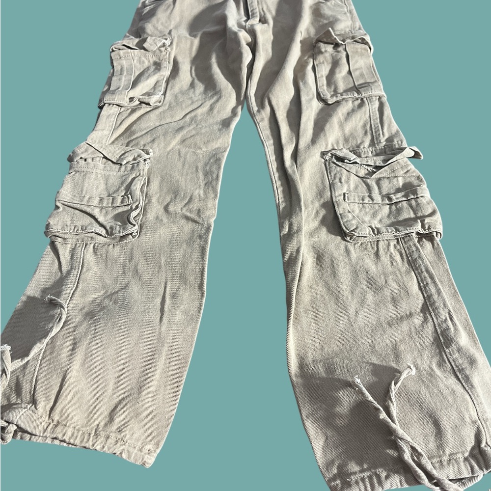 Beige Cargo Pants with Multiple Pockets
